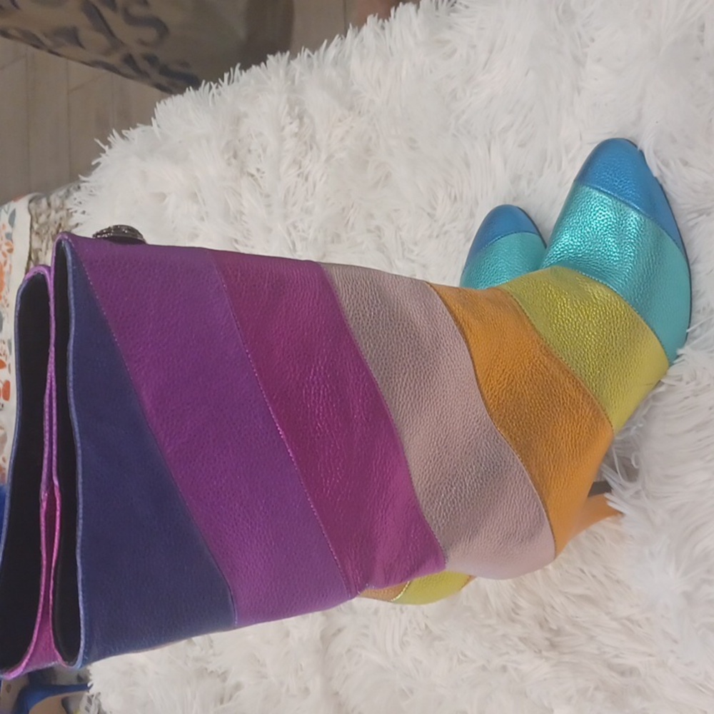 Kurt Geiger Kensington Rainbow Pride Leather Pull On Boots NEW SZ EU 40 - Picture 6 of 16